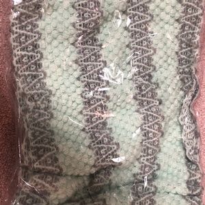 Mint Green & Grey Popcorn Stitch Infinity Scarf